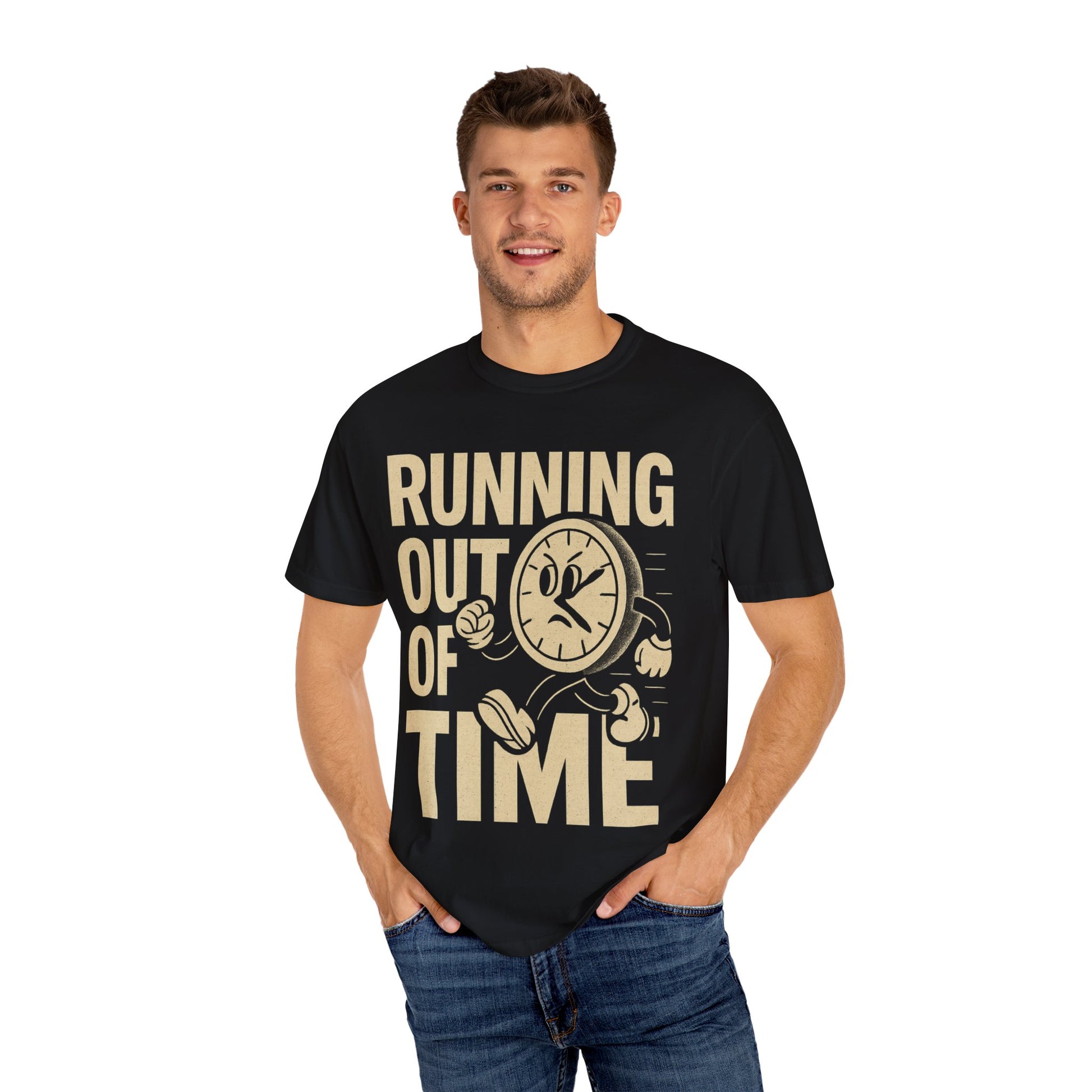 Running Out of Time T-Shirt, Casual Tee, Gift for Him or Her, Fun Graphic Shirt, Running Theme Apparel, Perfect for Birthdays, Everyday Wear